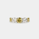 Moissanite Yellow Five Stone Sterling Silver Ring